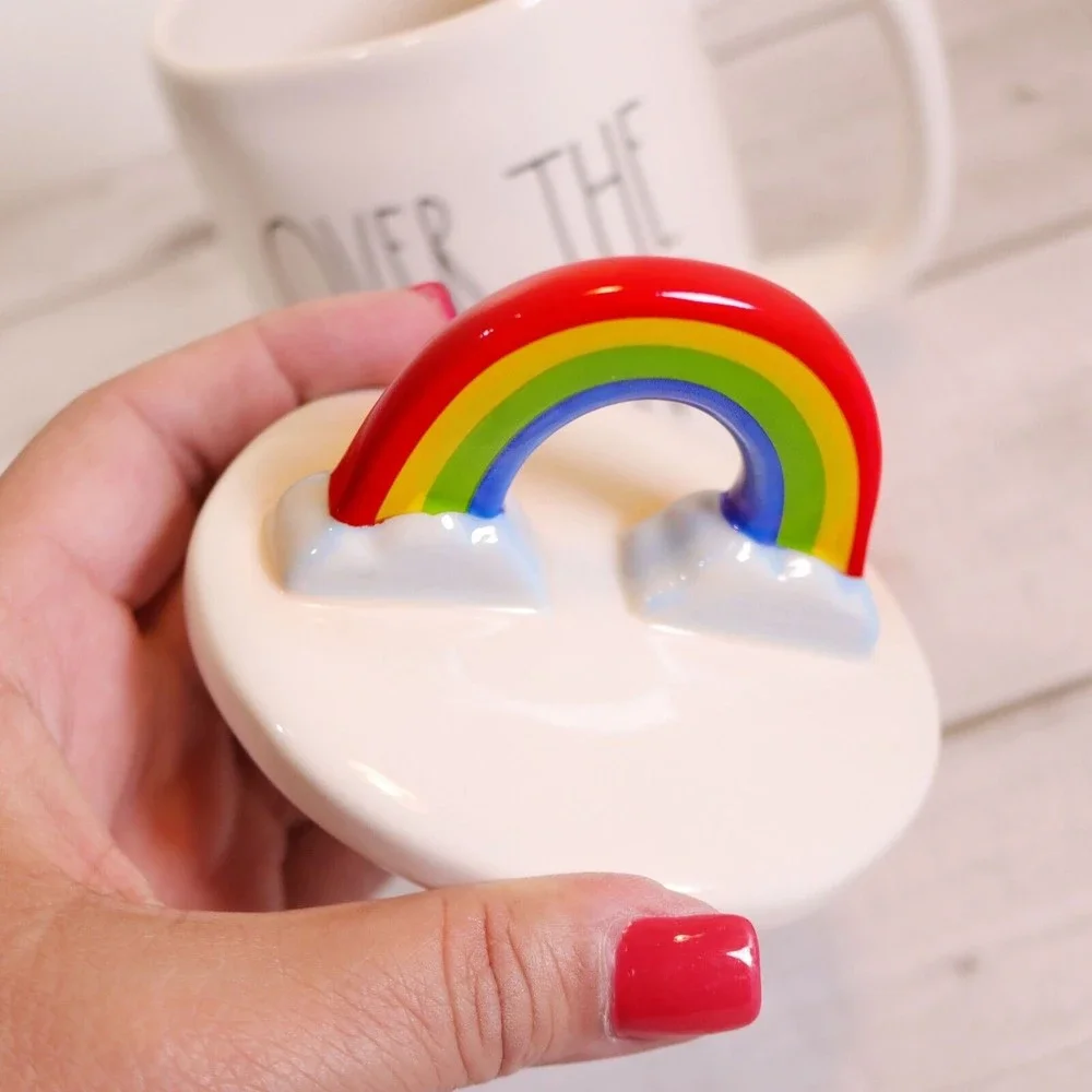Rae Dunn Over The Rainbow Mug with Lid Topper NEW! CottageCore Farmhouse - Picture 4 of 5